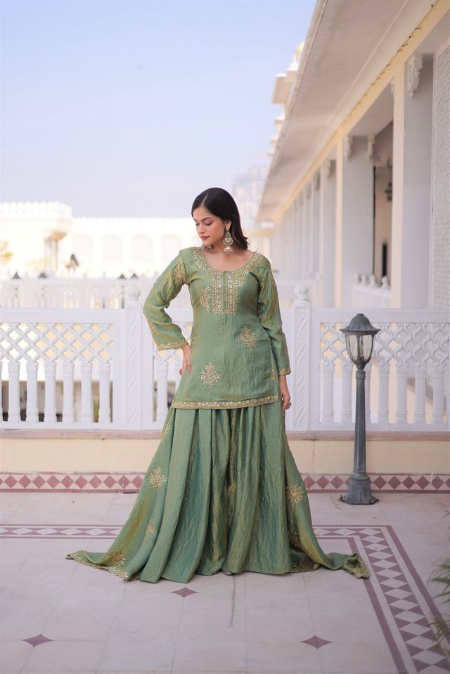 Fendy Crush Fabric Designer Heavy Embroidered Ceremonial Suit