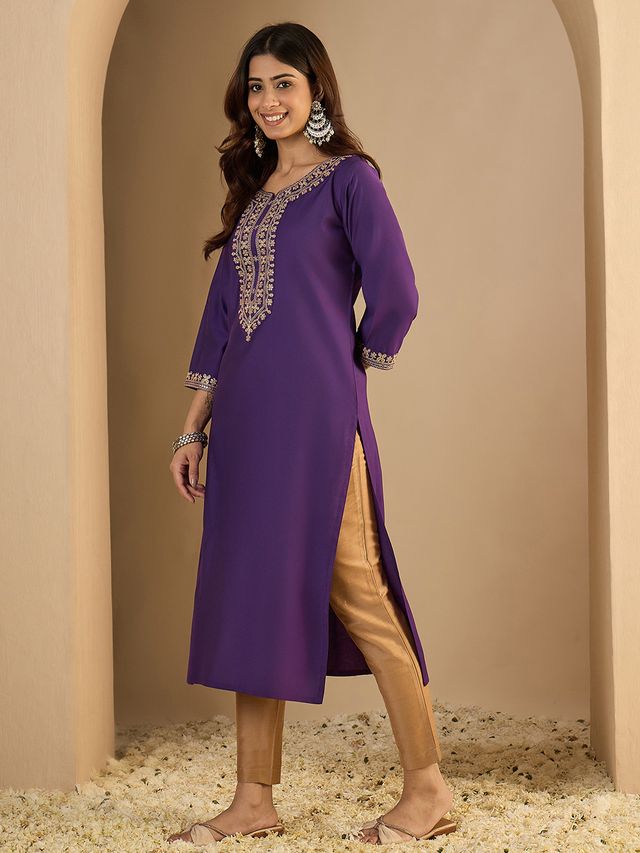 Lavender Color Trendy Formal Looking Classy Ethnic Kurta For Girl