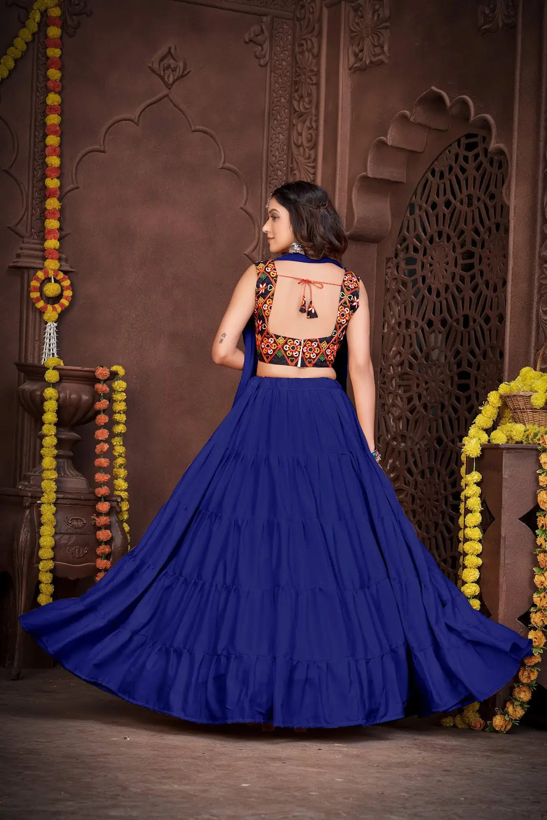 Ethnic Navratri Special Lehenga with Colorful Mirror Work Choli