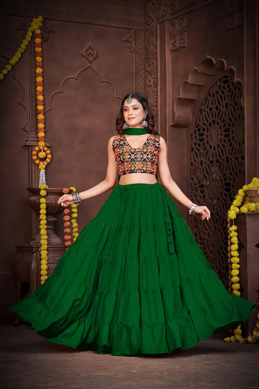 Stylish Garba Wear Lehenga Set with Mirror Work Blouse