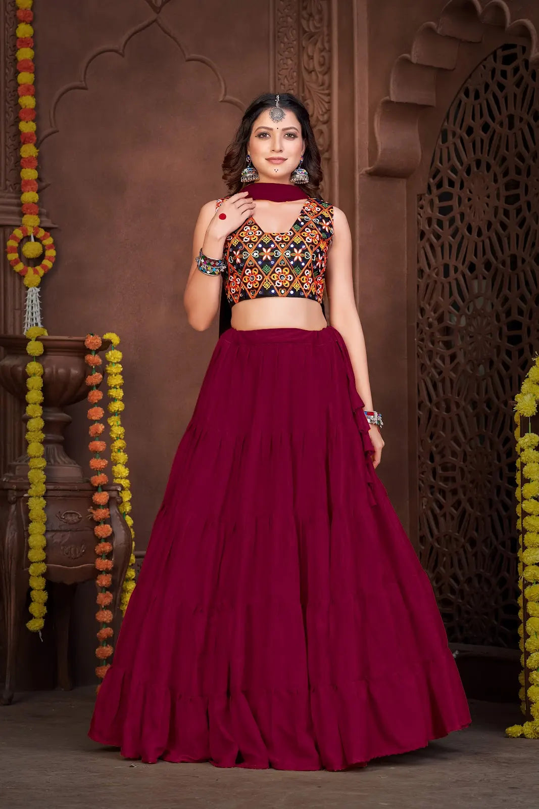 Royal Festive Lehenga Choli with Traditional Kutchi Embroidery