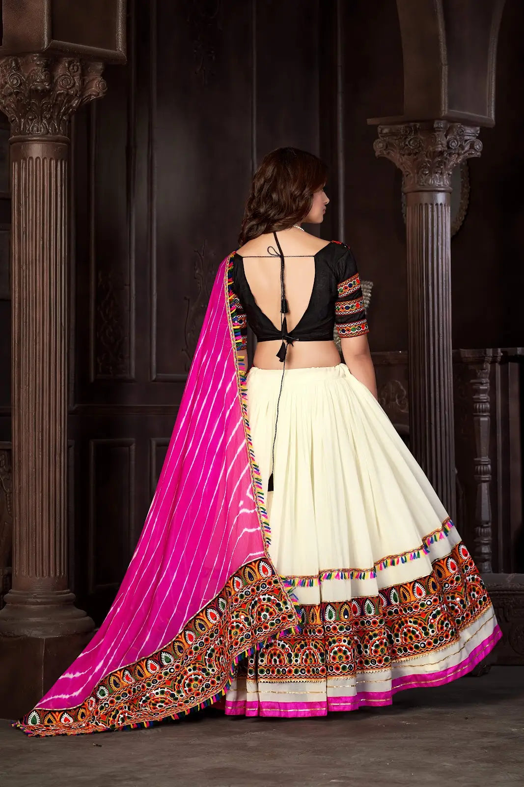 Party Wear Lehenga Choli with Mirror Work & Flared Skirt