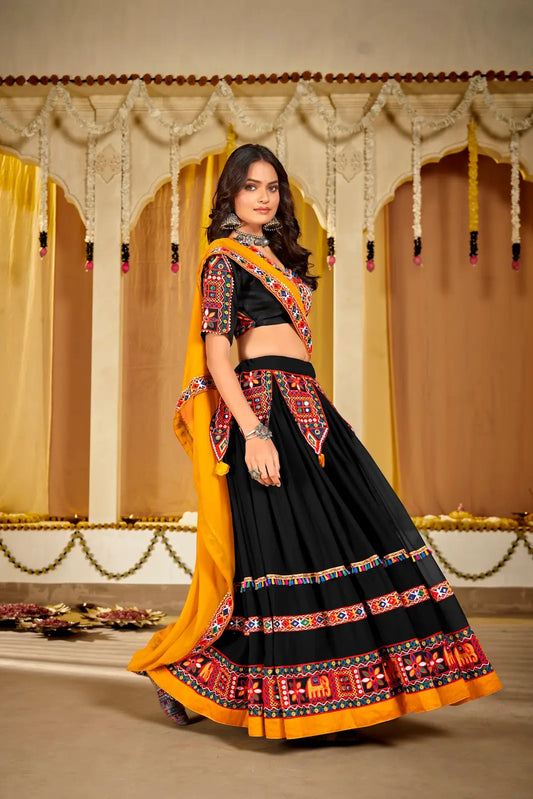 Designer Flared Lehenga with Traditional Mirror Work Top