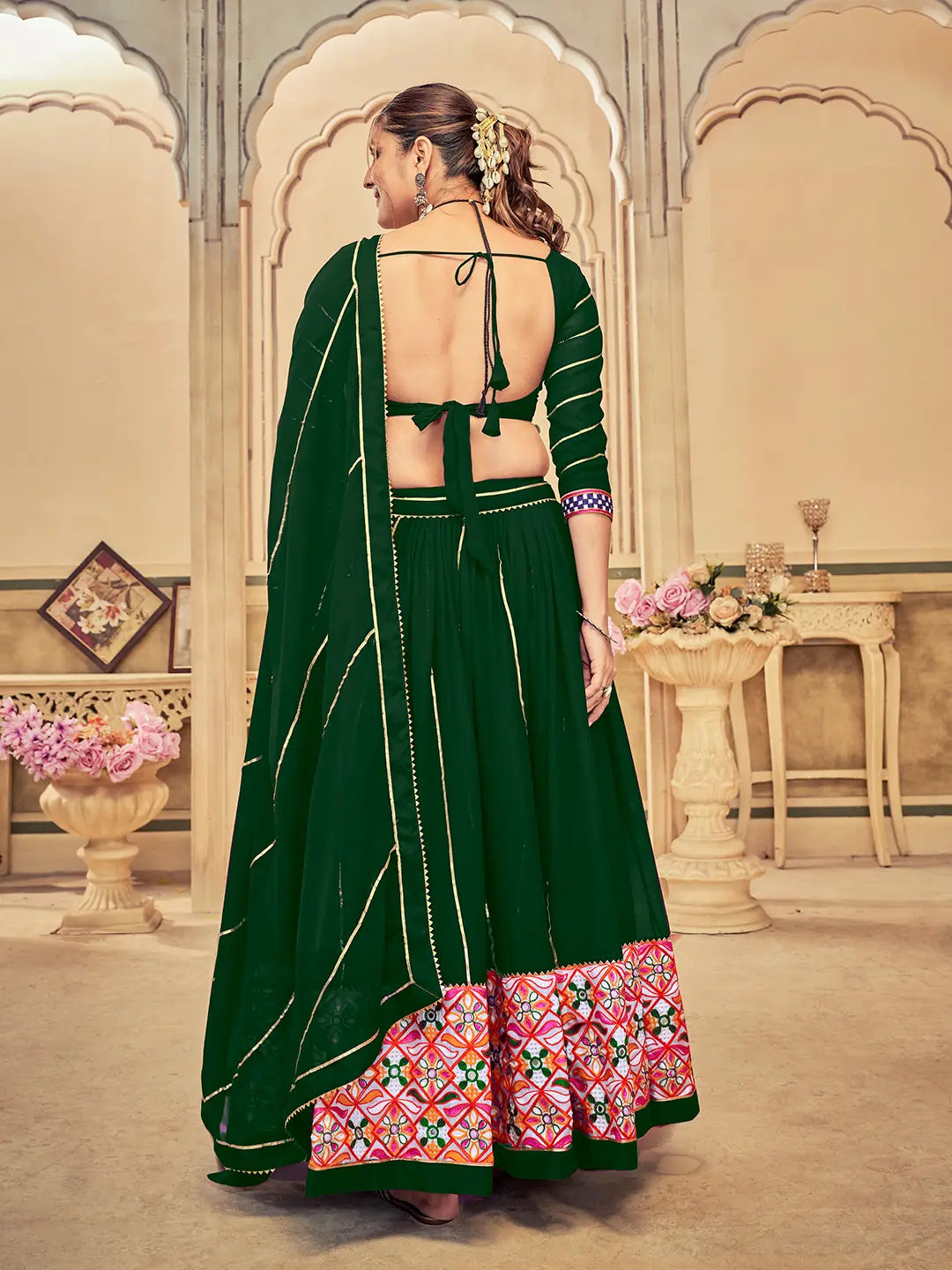 Ethnic Flared Lehenga with Heavy Mirror Work Designer Top