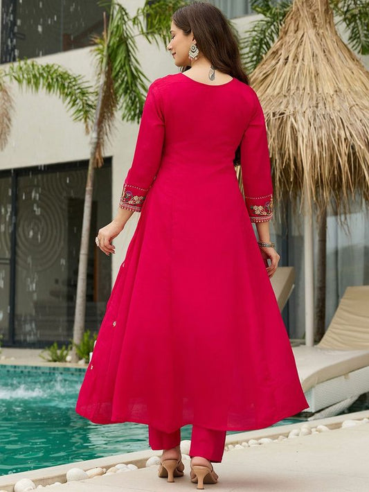 Pink Color Vichitra Silk Fabric Designer Embroidery Work Graceful Partywear Suit 4429