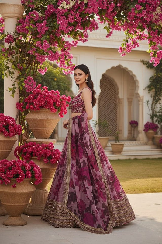 Turquoise Designer Lehenga with Dupatta – Indian Ethnic Wear HKV-003550 PINK