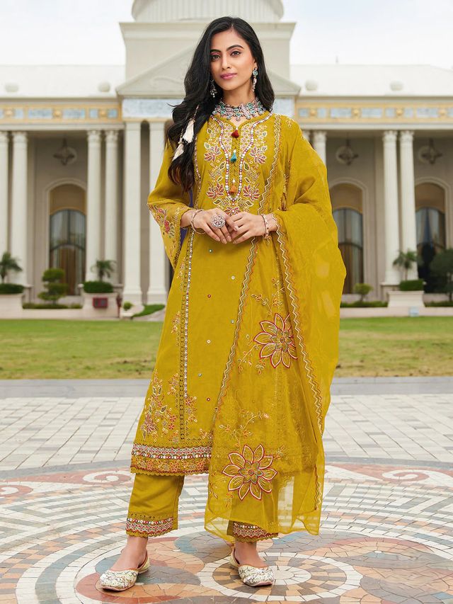 Beautiful Ethnic Partywear Designer Embroidered Suit