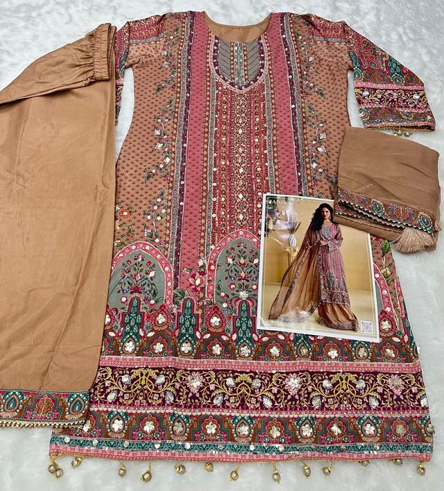 Pink Heavy Crepe Digital Print Full Stitched Palazzo Suits