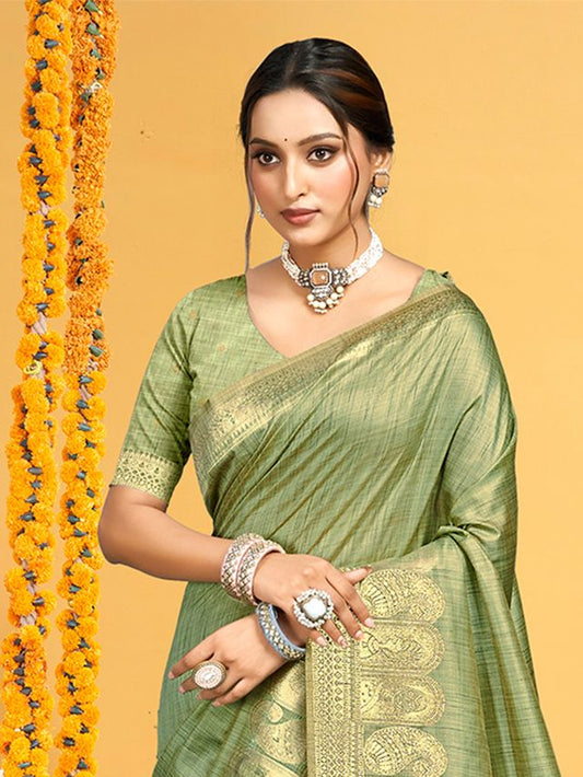 Light Green color Beautiful Assam Silk Fabric Saree Woven Designer Saree