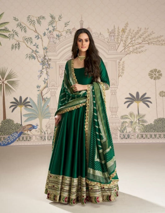 Heavy Silk Anarkali Wedding Full Stitched Gowns