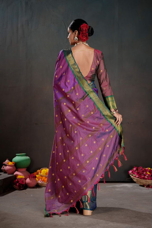 Purple Color Graceful Art Silk Fabric Woven Jacquard Designer Saree