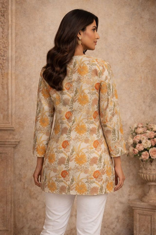 Peach Color Muslin Fabric Formal Looks Kurta For Girls