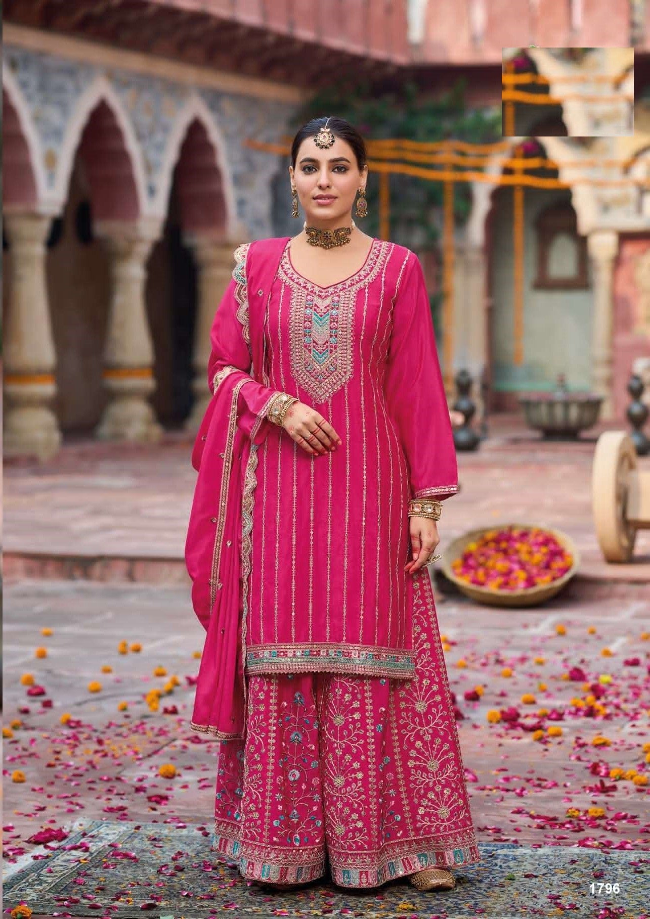 Free Size Full Stitched upto 42 Palazzo Wedding Suits