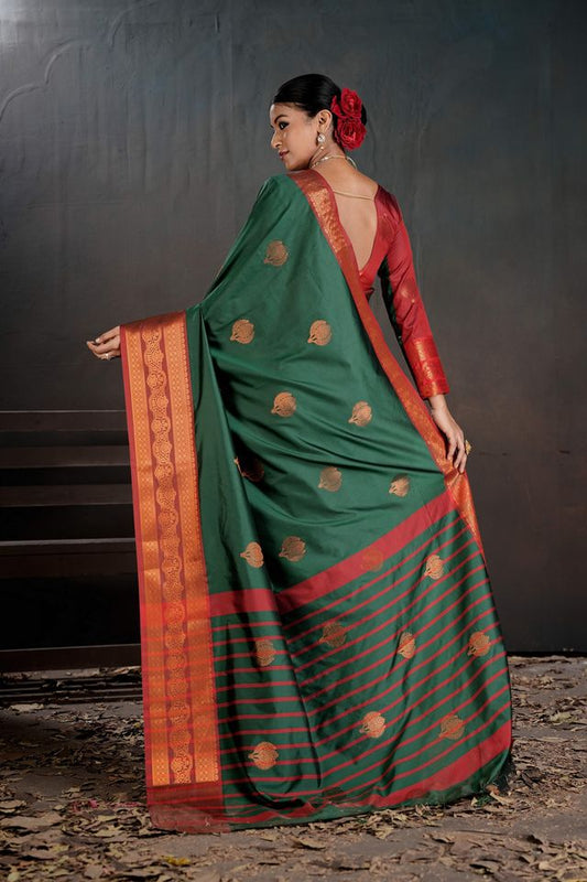 Green Color Beautiful Woven Jacquard Designer Art silk Saree