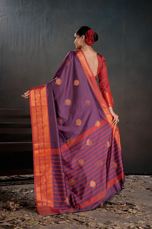 Purple Color Beautiful Woven Jacquard Designer Art silk Saree
