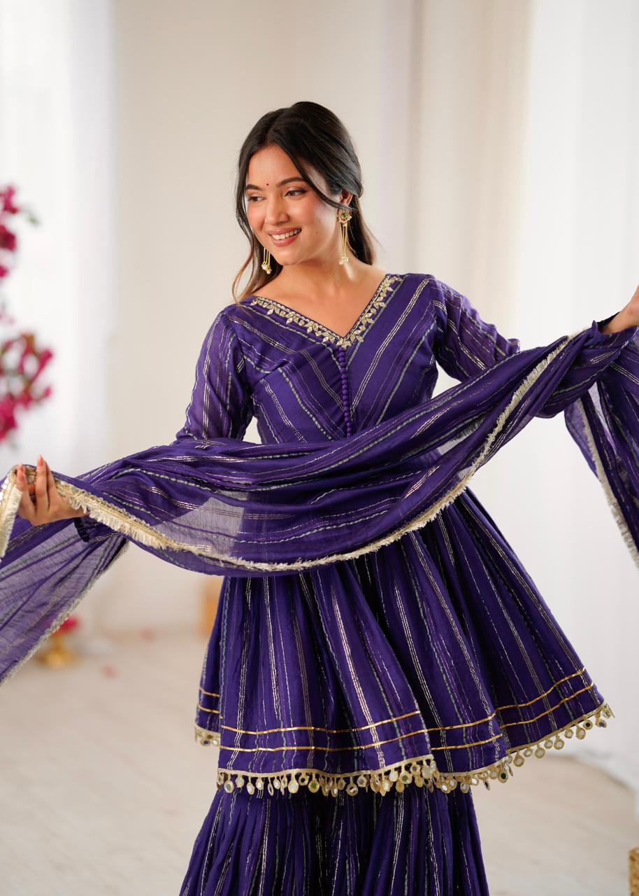 Luxury Sharara, Royal Purple Sharara Suit for Women
