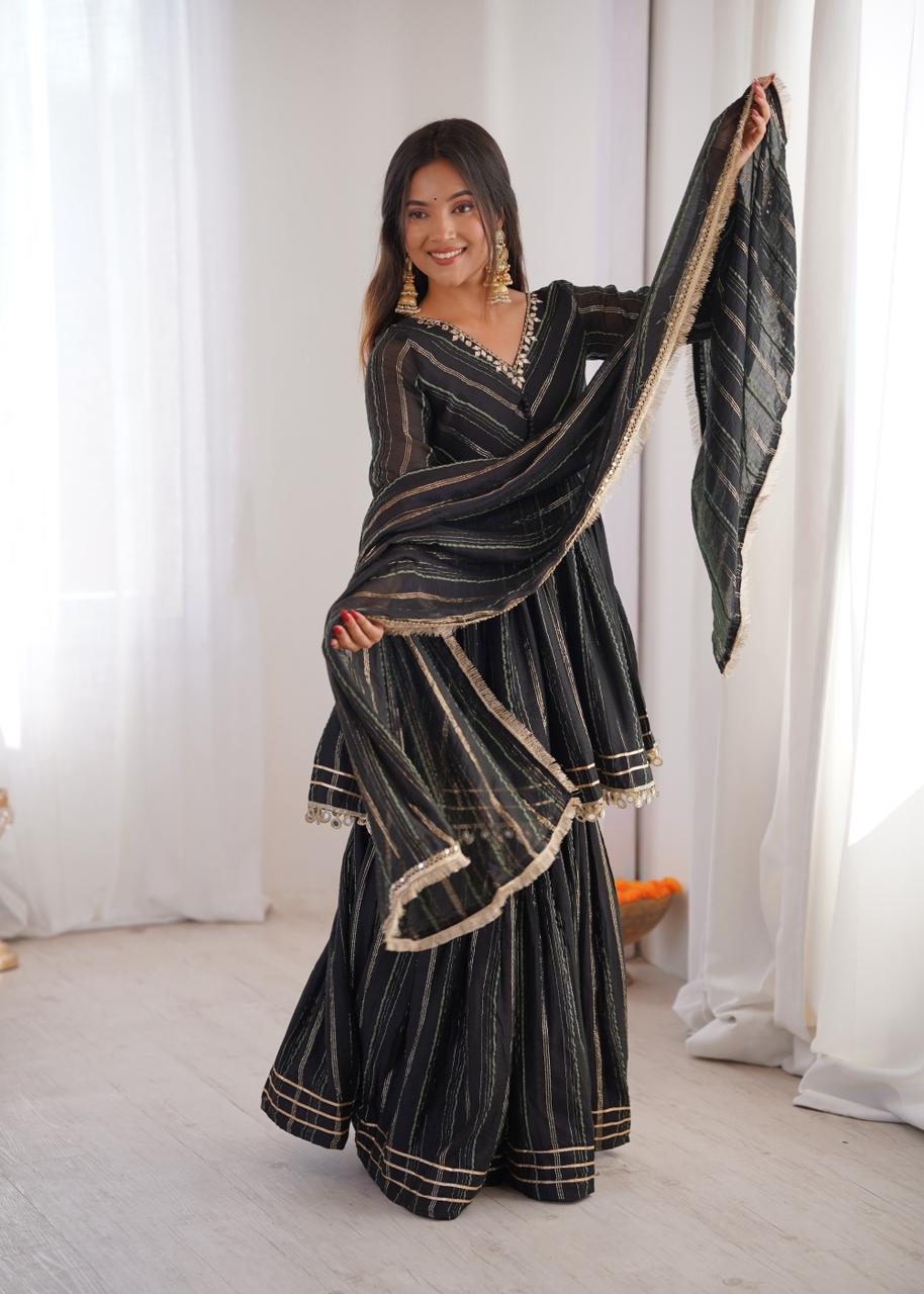 Black Sharara Suit for Women Designer Sharara Set Party Wear Sharara Suit Ethnic Wear for