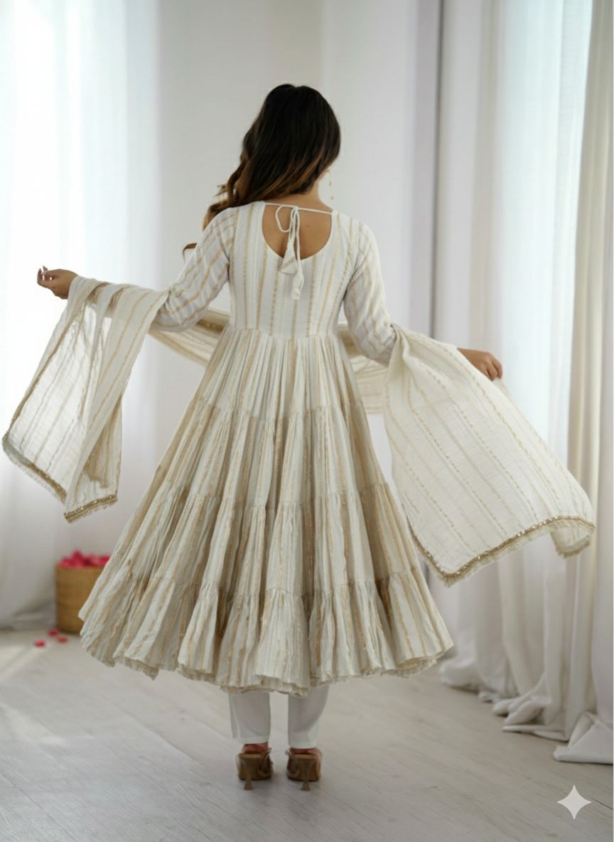 white anarkali kurta set off white anarkali suit, new fashion kurta set best selling anarkali kurta viral kurta set