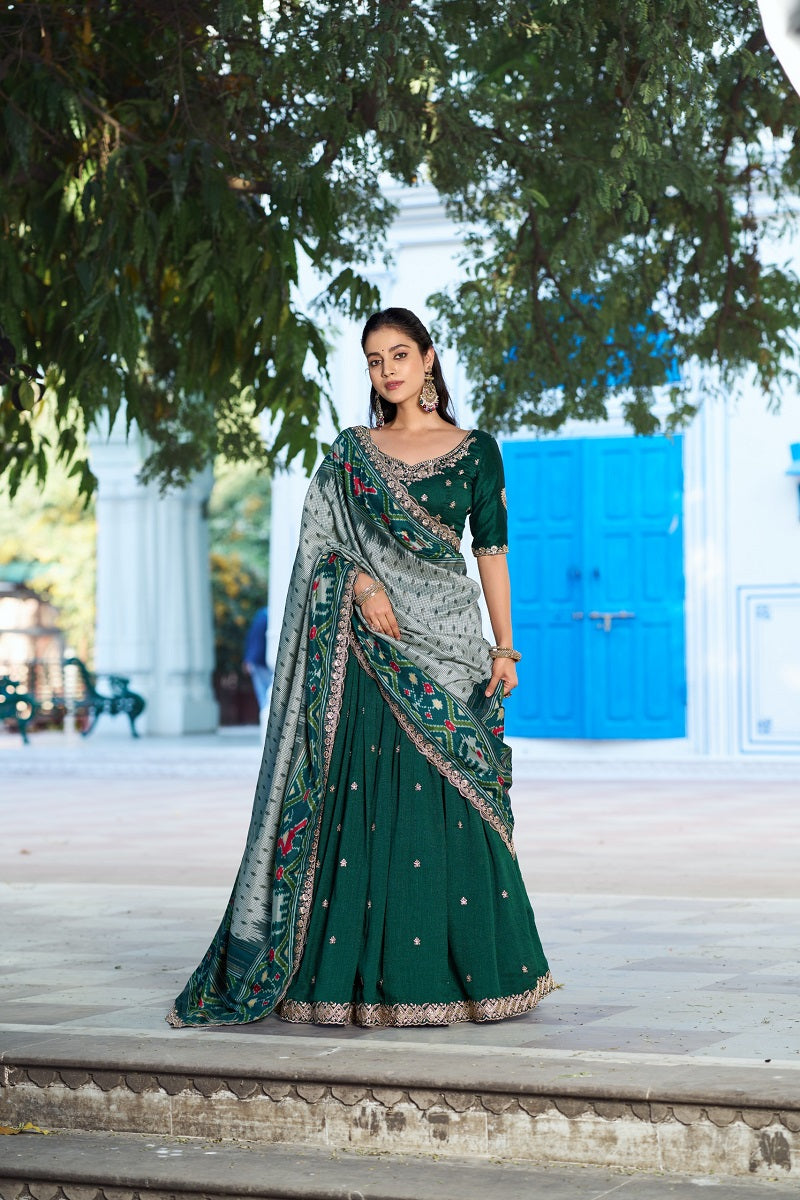 Navyblue Vichitra Silk Embroidered Work Wedding Lehenga Choli