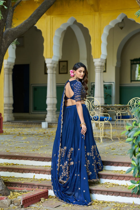 Navyblue Rangoli Silk Embroidered Work Wedding Lehenga Choli