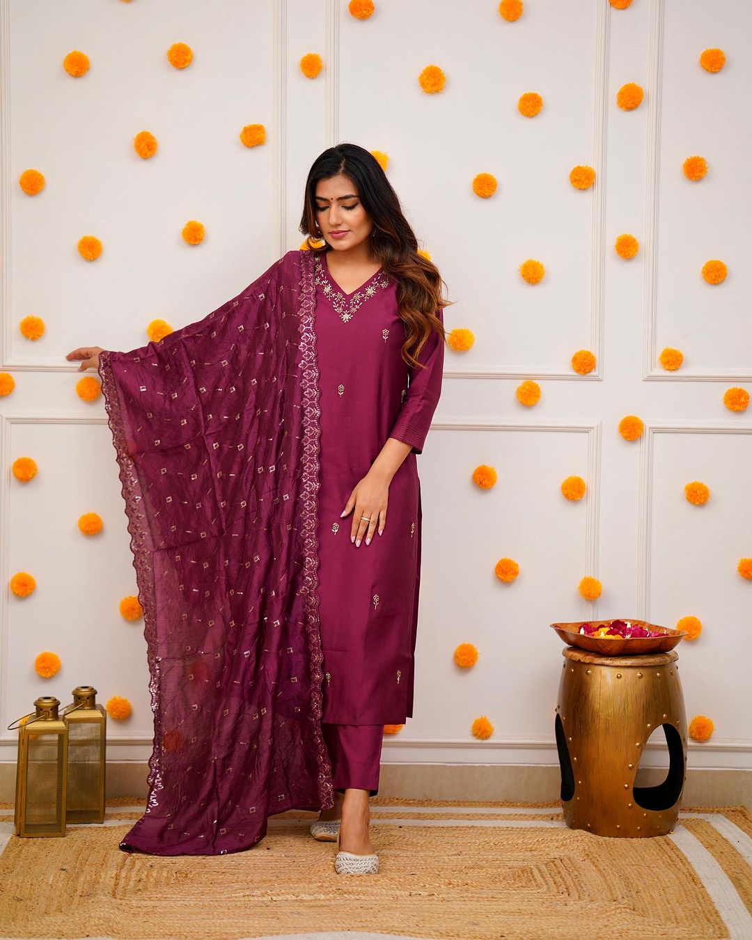 Printed Viscose Fabric Straight Kurta, Pant and Dupatta Set