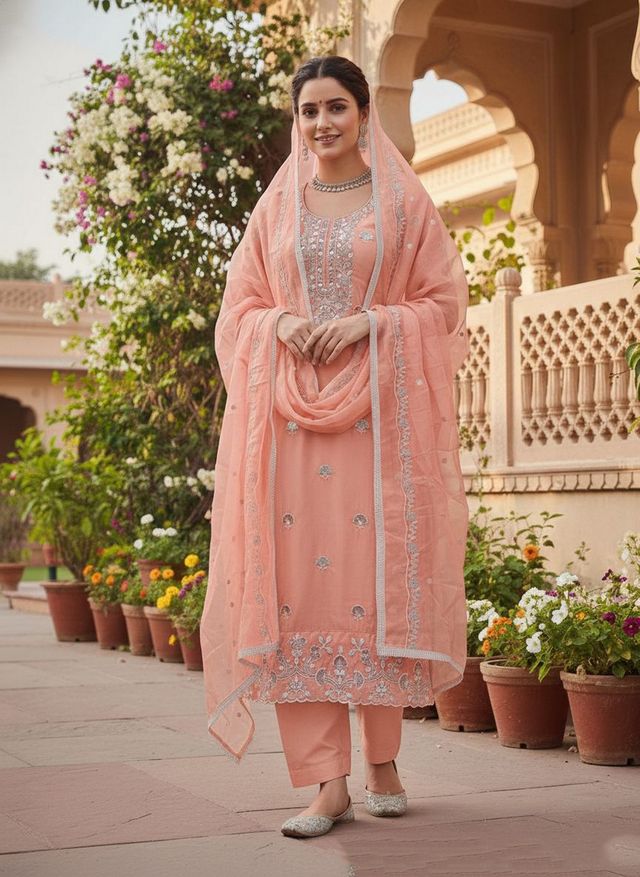 Cotton Fabric Embroidered Ethnic Salwar Suit
