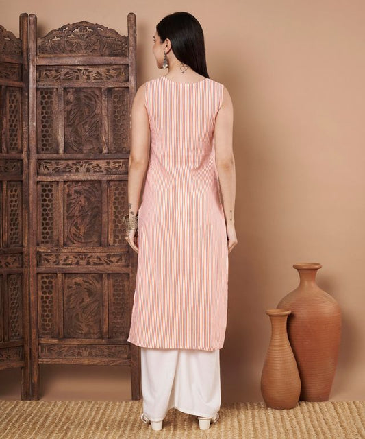 Pink Color Cotton Fabric Designer Printed Stylish Formal Kurta