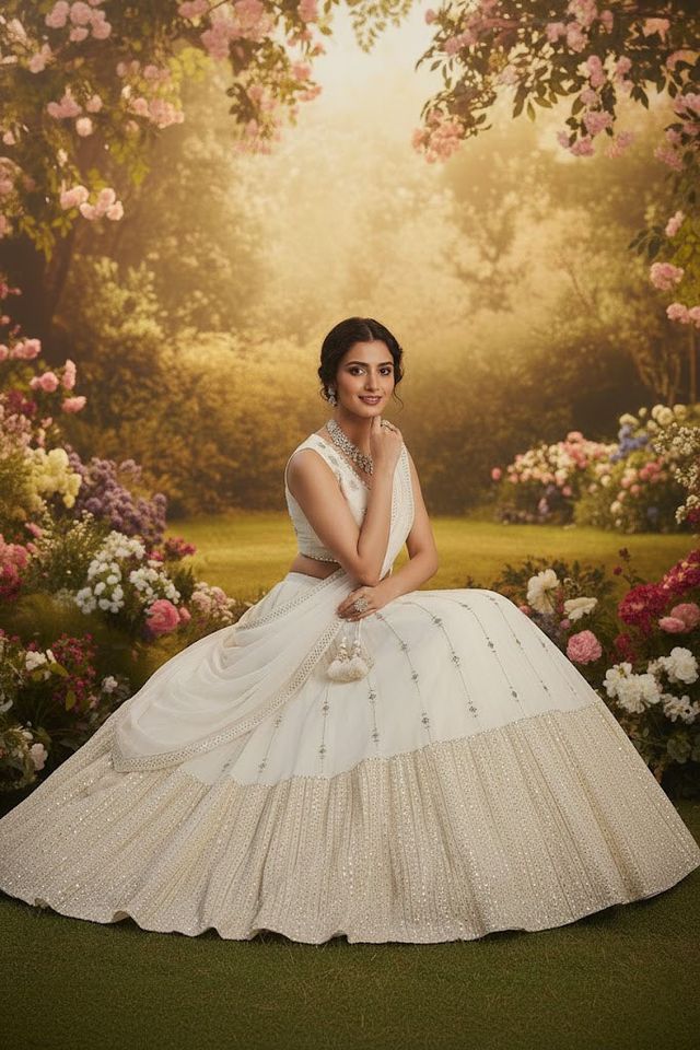 Festive Designer Lehenga Choli Set for Women HKV-003630 OFFWHITE