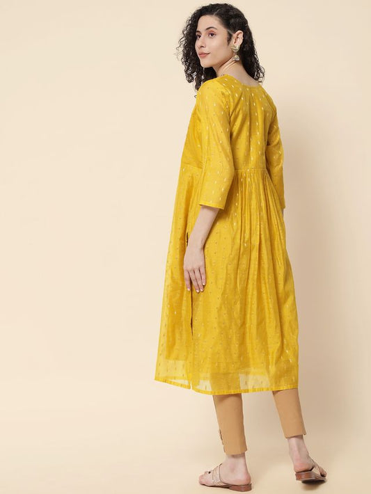 Yellow Color Chanderi Modal Fabric With Beautiful Embroidered Work Fancy Looks