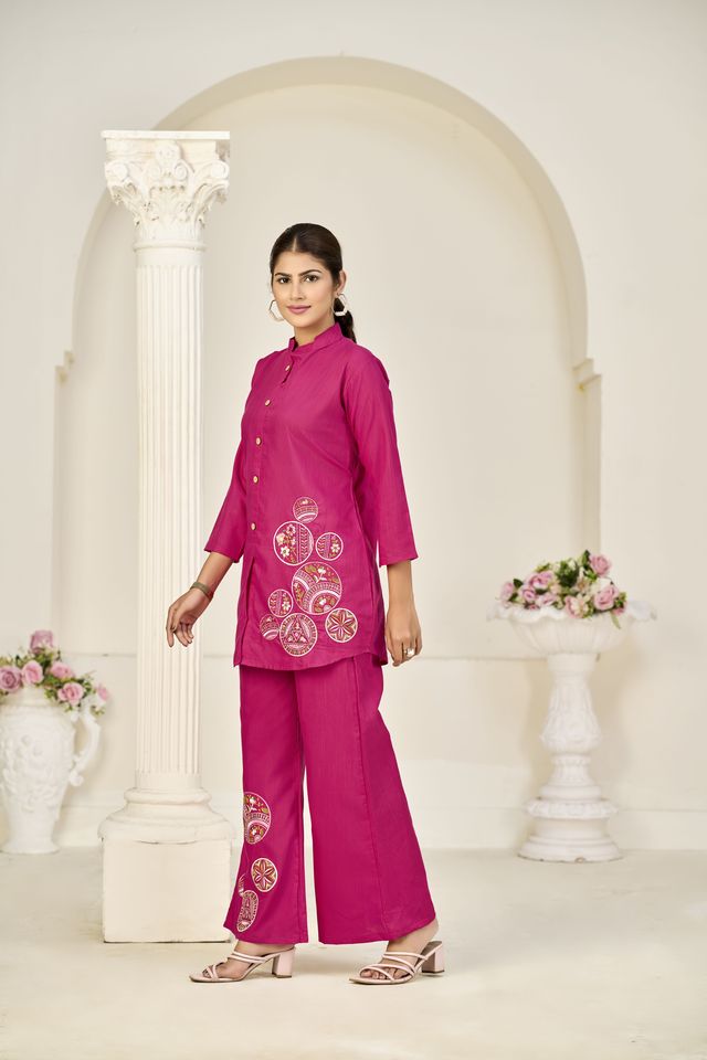 Pink Color Rayon Slub Fabric Beautiful Festive Wear Salwar Kameez