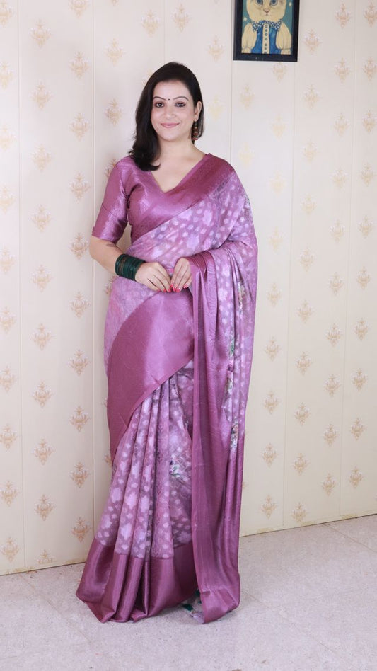 Wine Color Beautiful Partywear Ethnic Saree