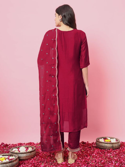 Pink Color Silk Blended Ethnic Partywear Ceremonial Suit