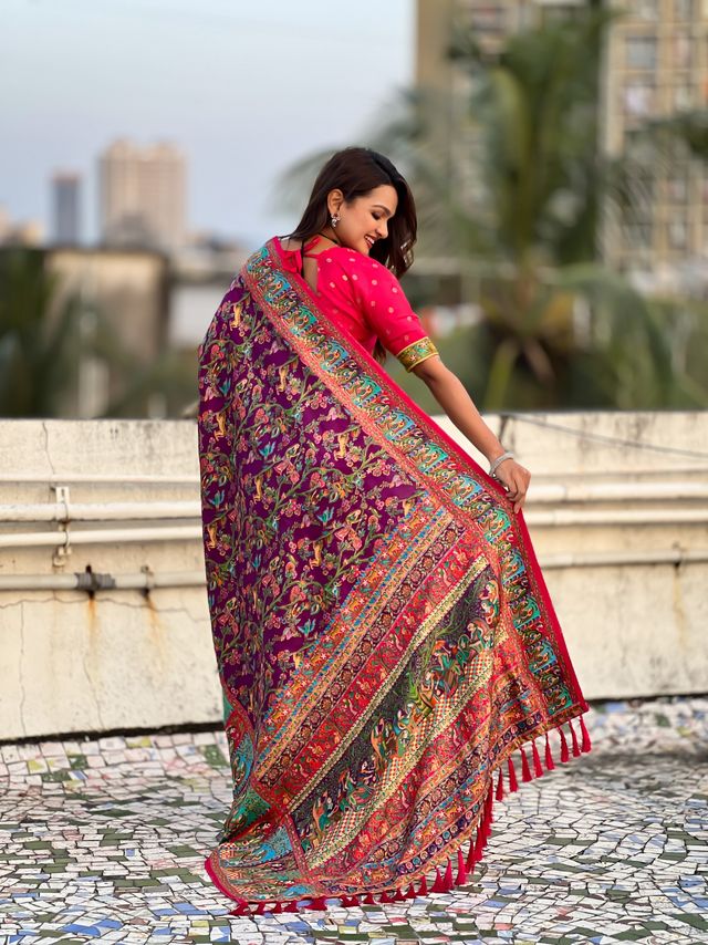 Wine Color Elegant Viscose Silk Fabric Rich Sophisticated Saree