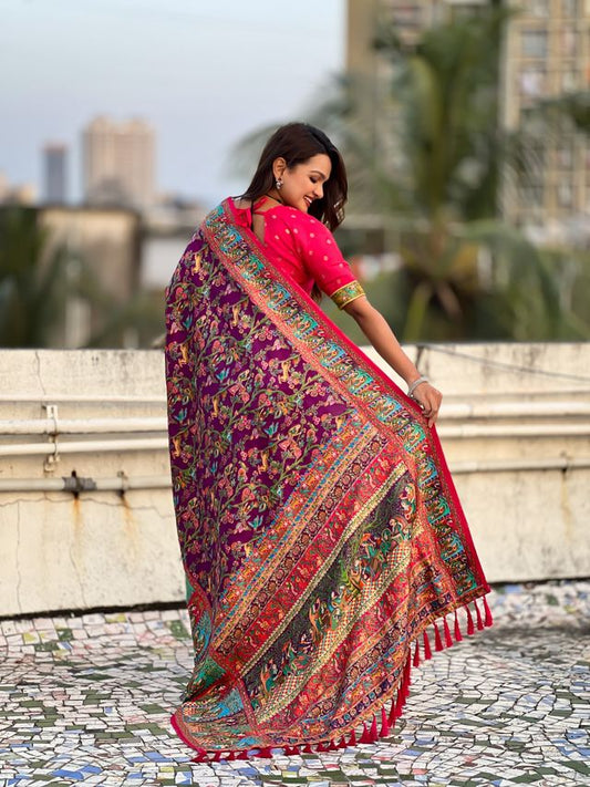 Wine Color Elegant Viscose Silk Fabric Rich Sophisticated Saree