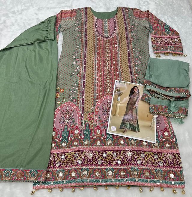 Peach Heavy Crepe Digital Print Full Stitched Palazzo Suits