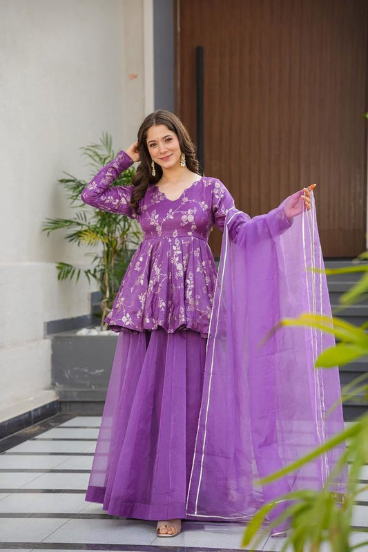 Festive wear sarara set with dupatta Purple