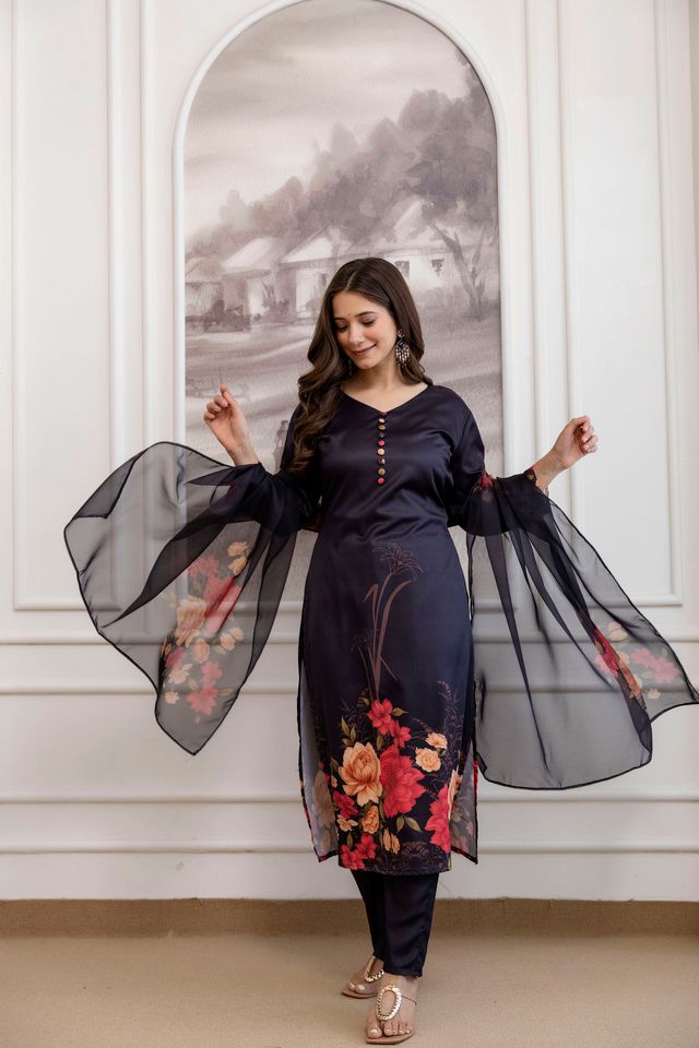 Black Color Assam Silk Fabric Beautiful Festive Wear Salwar Kameez