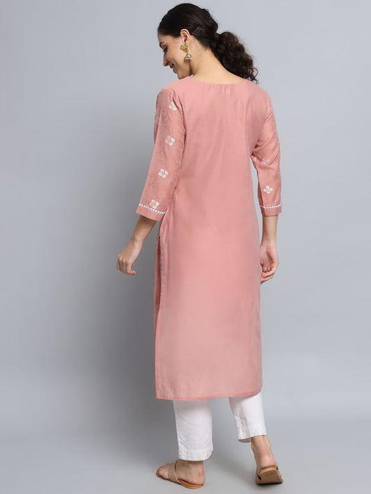 Pink Color Beautiful Silk Blend Fabric Sophisticated Kurta For Girls