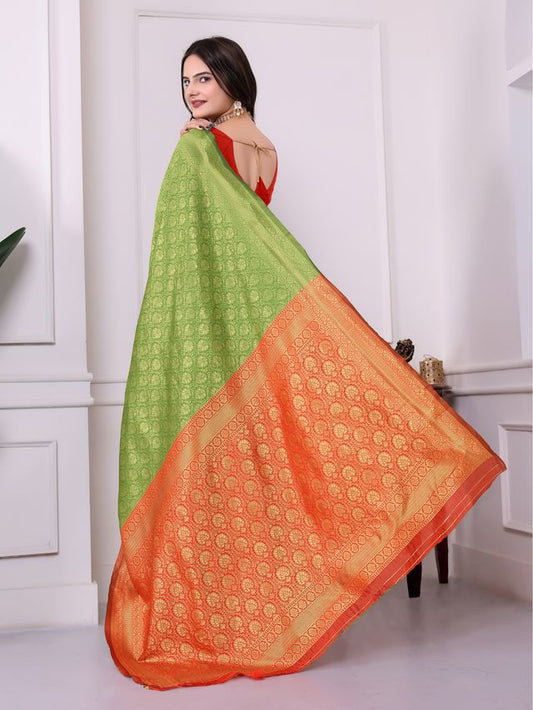Green Color Art Silk Fabric Woven Designer Traditional Rich Saree