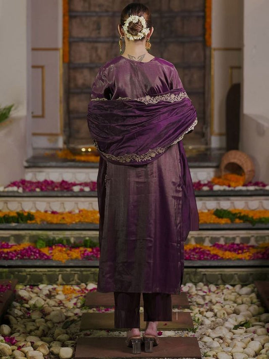 Purple Color Shimmer Fabric Elegant Salwar Kameez