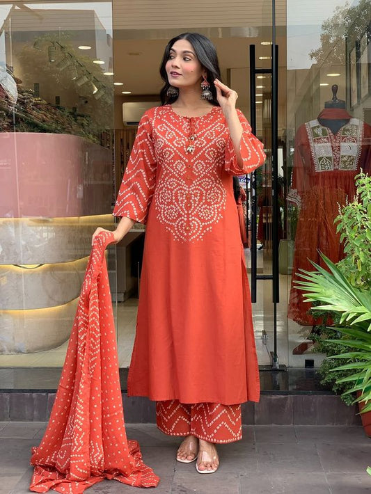 Rust Color Silk Blend Fabric Designer Partywear Salwar Kameez