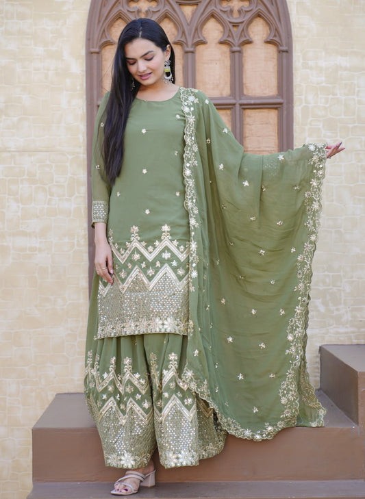 Beautiful Heavy Fox Georgette Suit With Sequence Embroidered Work 29 Pista