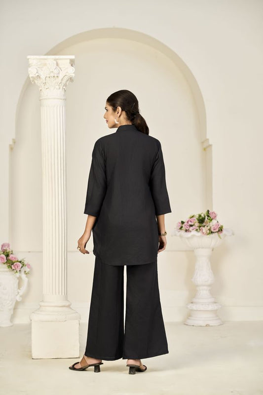 Black Color Rayon Slub Fabric Beautiful Festive Wear Salwar Kameez