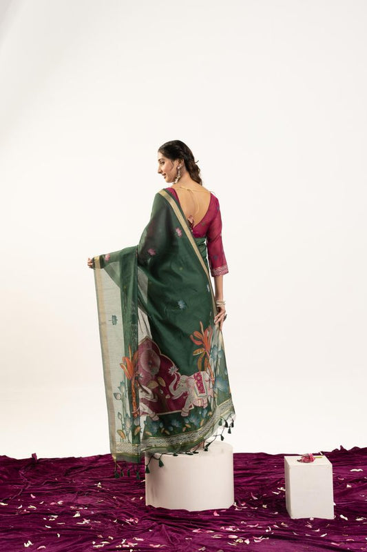 Wine Color Twill Net Fabric Ethnic And Girlie Ceremonial Saree For Girls