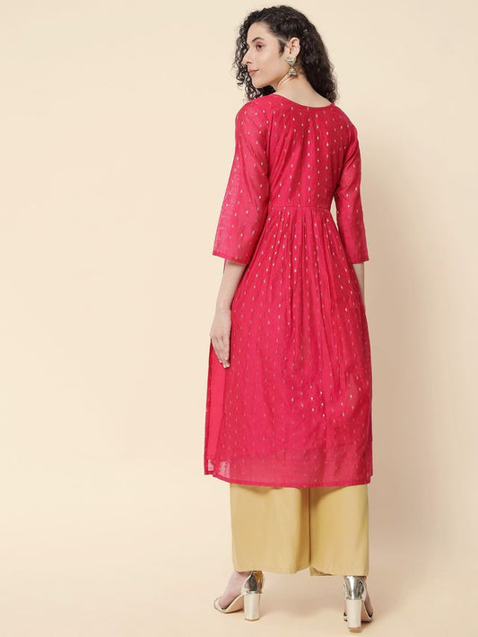 Pink Color Chanderi Modal Fabric With Beautiful Embroidered Work Fancy Looks
