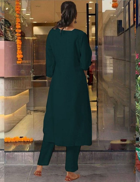 Green Color Designer Embroidered Ethnic Partywear Suit