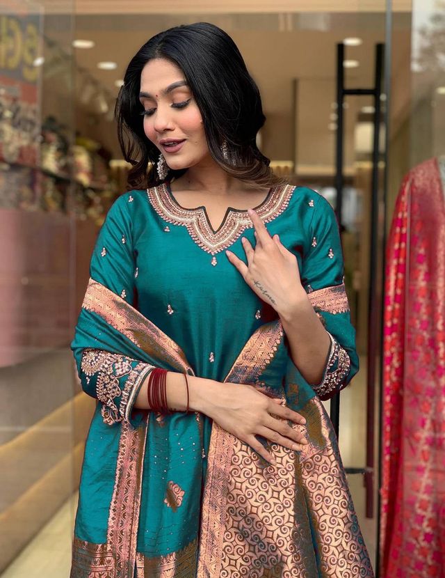 Rama Color Designer Embroidered Ethnic Partywear Suit