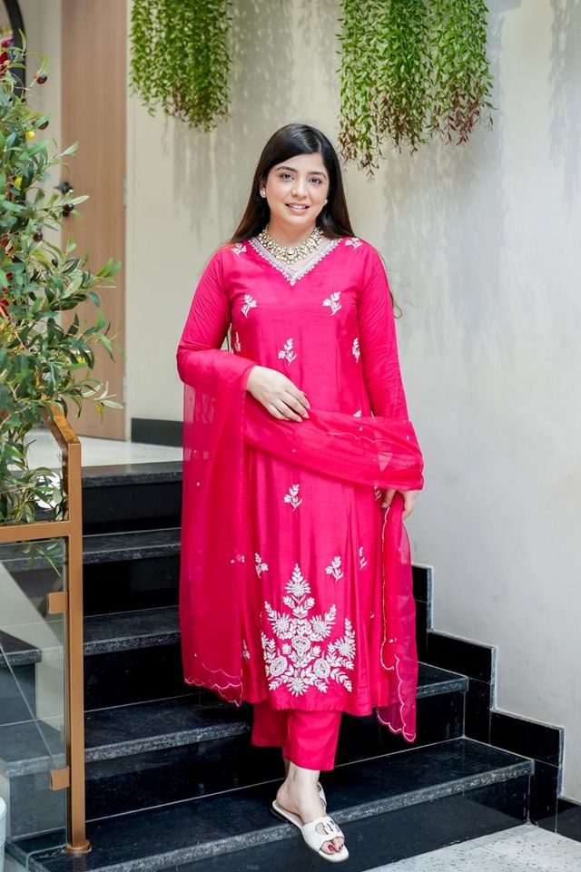 Pink Color Beautiful Readymade Dress On Muslin Fabric For Graceful Girlie Looks