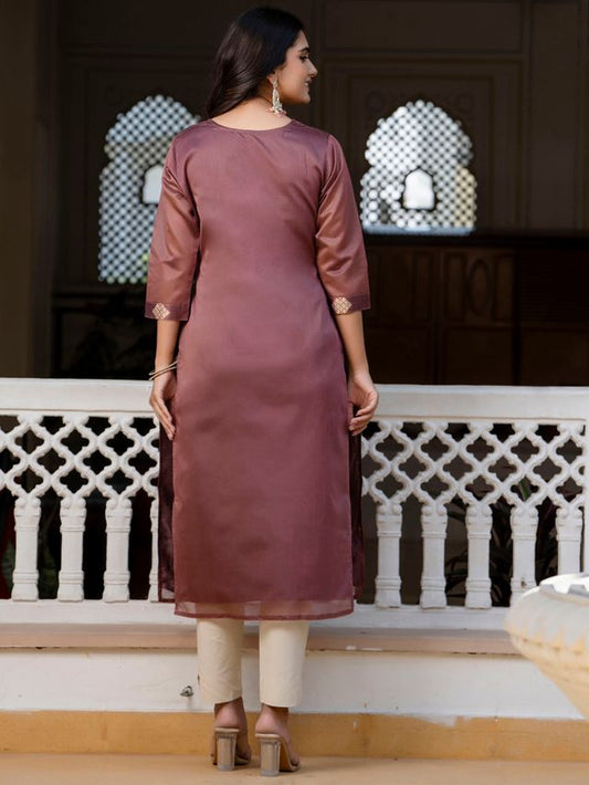 Purple Color Beautiful Silk Blend Fabric Sophisticated Kurta For Girls