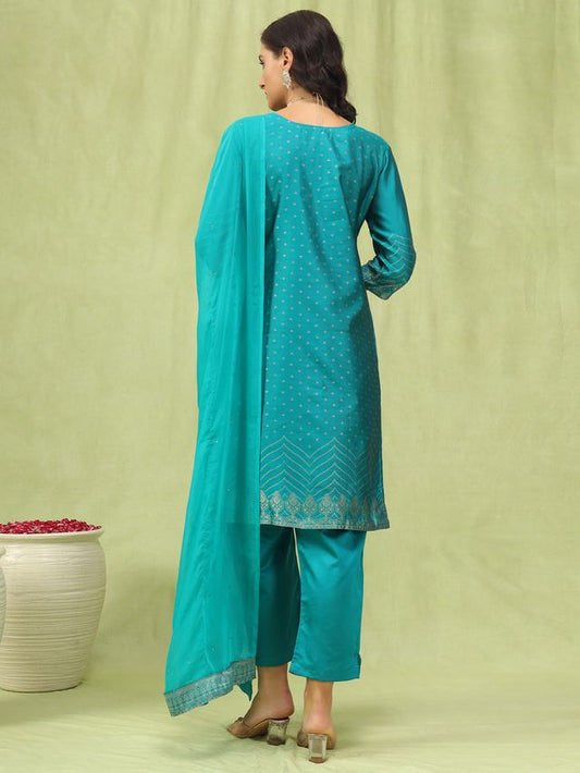 Rama Color Silk Blend Fabric Designer Embroidered Suit